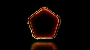 Glowing looping pentagonal neon frame effect, black background. video