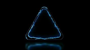 Looping glowing triangle neon frame effect, black background. video