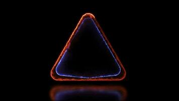 Looping glowing triangle neon frame effect, black background. video