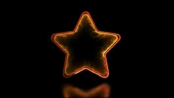 Looping glowing star shaped neon frame effect, black background. video