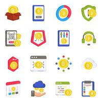 Pack of Btc Flat Icons vector