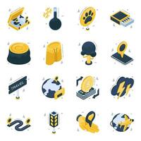 Set of Holidays and Tour Isometric Icons vector