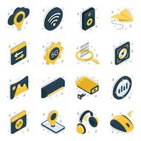 Set of Network and Technology Isometric Icons vector