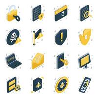 Pack of Encryption Isometric Icons vector