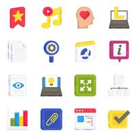 paquete de iconos planos ui y web vector