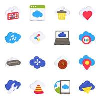 Pack of Cloud Data Flat Icons vector