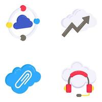 Pack of Cloud Computing and Security Flat Icons vector