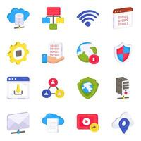 Pack of Network and Management Flat Icons vector