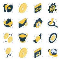 Set of Business and Finance Isometric Icons vector