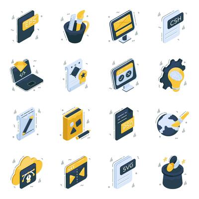 Pack of Illustrator Tools Isometric Icons