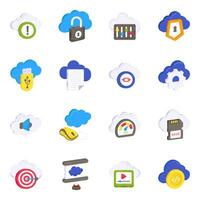 Pack of Cloud Computing and Communication Flat Icons vector