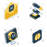 Pack of Robotic Technology Isometric Icons vector