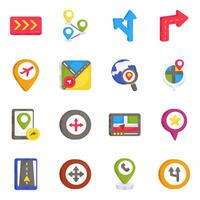 Pack of Geolocation Flat Icons vector