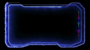 Neon gaming frame effect glowing square shape looping, black background. video