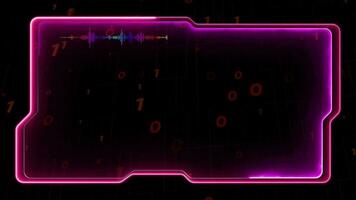 Neon gaming frame effect glowing square shape looping, black background. video