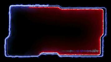 Neon gaming frame effect glowing square shape looping, black background. video