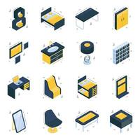 Pack of Home Interior Isometric Icons vector