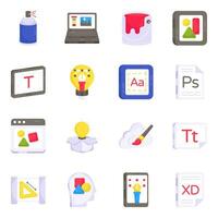 Pack of Designing and Art Flat Icons vector