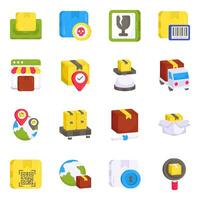 Pack of Shipment Flat Icons vector