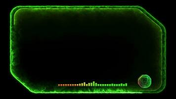 Neon- Spielen Rahmen bewirken glühend Platz gestalten Schleife, schwarz Hintergrund. video