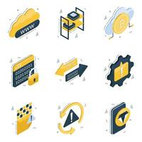 Pack of Data and Management Isometric Icons vector