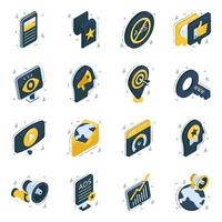 Set of Ad and Marketing Isometric Icons vector