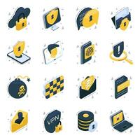 Pack of Security Isometric Icons vector