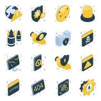 Pack of Protection Isometric Icons vector