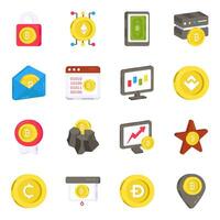 Pack of Crypto Flat Icons vector