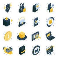 Set of Shopping and Spending Isometric Icons vector