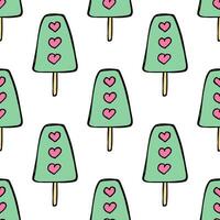 Seamless pattern with ice cream doodle for decorative print, wrapping paper, greeting cards, wallpaper and fabric vector