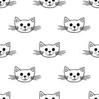 Seamless pattern with cat muzzle doodle for decorative print, wrapping paper, greeting cards, wallpaper and fabric vector