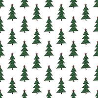 Seamless pattern with geometric minimal scandinavian Christmas tree doodle for decorative print, wrapping paper, greeting cards and fabric vector