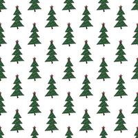 Seamless pattern with geometric minimal scandinavian Christmas tree doodle for decorative print, wrapping paper, greeting cards and fabric vector