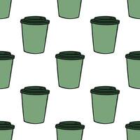Seamless pattern with cute cup of tea or coffee doodle for decorative print, wrapping paper, greeting cards, wallpaper and fabric vector