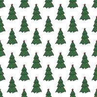 Seamless pattern with geometric minimal scandinavian Christmas tree doodle for decorative print, wrapping paper, greeting cards and fabric vector