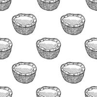 Seamless pattern with coconut doodle for decorative print, wrapping paper, greeting cards, wallpaper and fabric vector