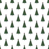 Seamless pattern with geometric minimal scandinavian Christmas tree doodle for decorative print, wrapping paper, greeting cards and fabric vector