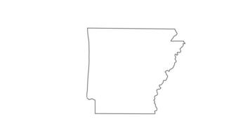 Animé esquisser de une carte de le Etat de Arkansas video