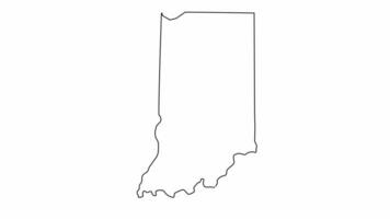 geanimeerd schetsen kaart van de staat van Indiana video