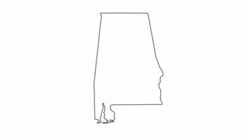 Animé esquisser de une carte de le Etat de Alabama video