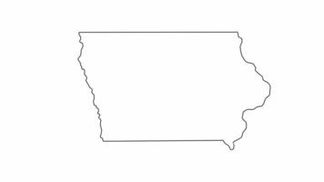 animated sketch of a map of the state of Iowa video