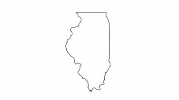 animado bosquejo de un mapa de el estado de Illinois video