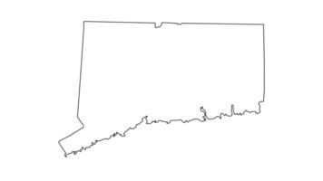 animado bosquejo de un mapa de el estado de Connecticut video