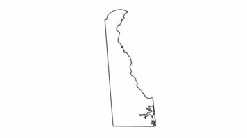 animated sketch of a map of the state of Delaware video