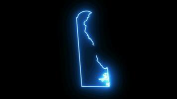 animated delaware state map with glowing neon effect video