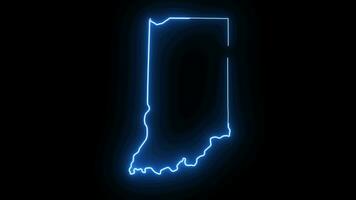 Indiana state map animation with glowing neon effect video