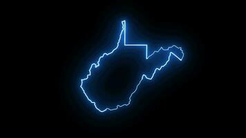 Virginia state map animation with glowing neon effect video