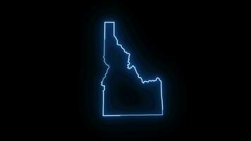 Idaho state map animation with glowing neon effect video