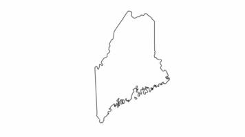 Maine staat kaart schetsen animatie video